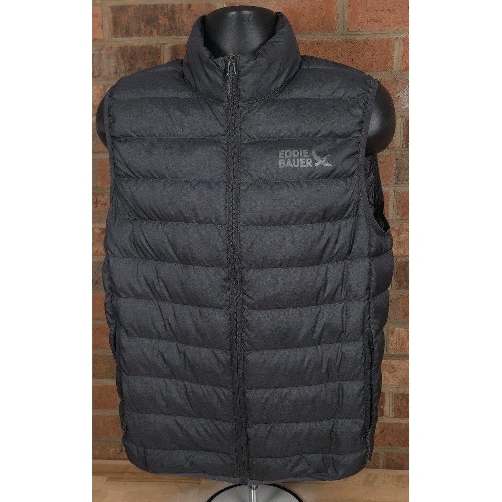 Eddie Bauer Microlight Down Vest Mens M Gray 650 Fill Insulated Quilted Puffer